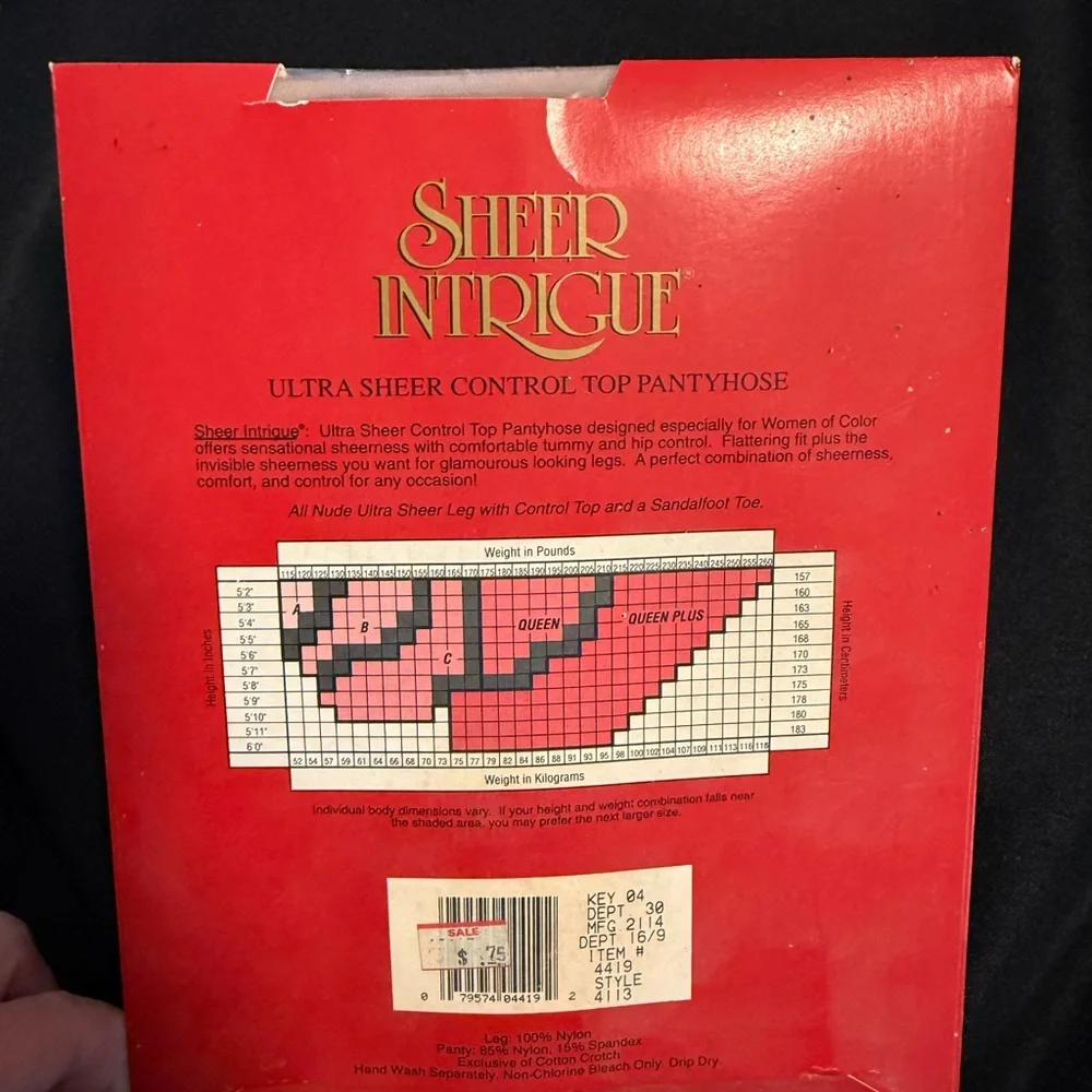 Vintage Sheer Intrigue Ultra Sheer Control Top Pantyhose For Women Of Color Sz A